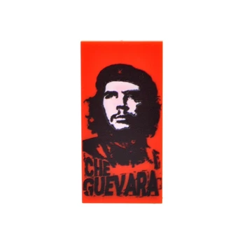 

10pcs/lot 2*4 Tiles Bricks Printed Ernesto Guevara Revolutionist Picture MOC Parts Building Blocks Toys for Children