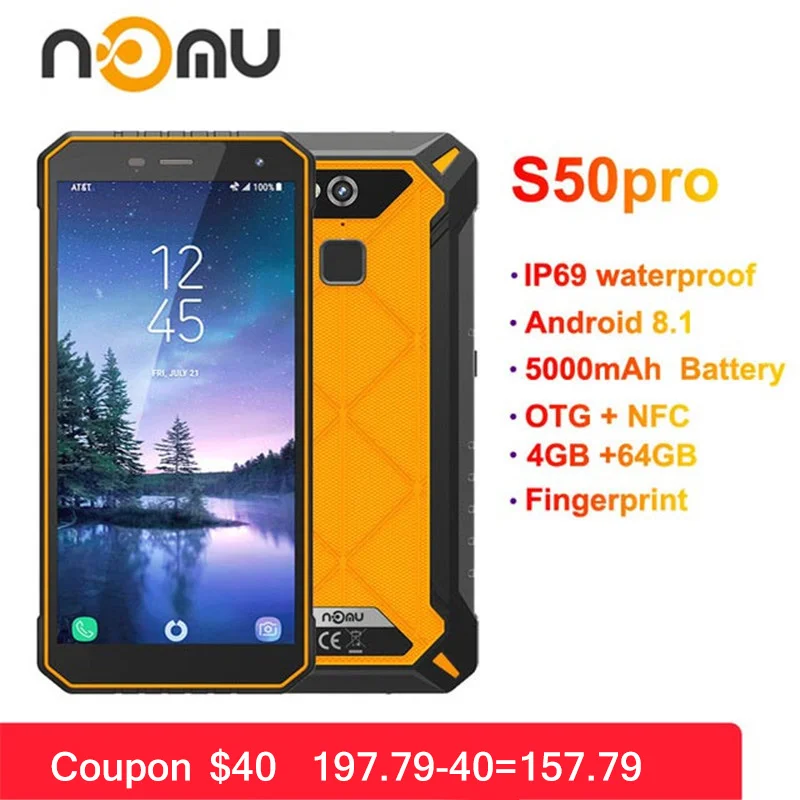 Смартфон Nomu S50 Pro IP69, IP68, водонепроницаемый, ударопрочный телефон с экраном 5,72 дюйма HD, Android 8.1, камеры 8Mп+16Mп, NFC, сканер отпечатка пальца, функция распознавания лиц, 2019 г.|Смартфоны и мобильные телефоны|   | АлиЭкспресс