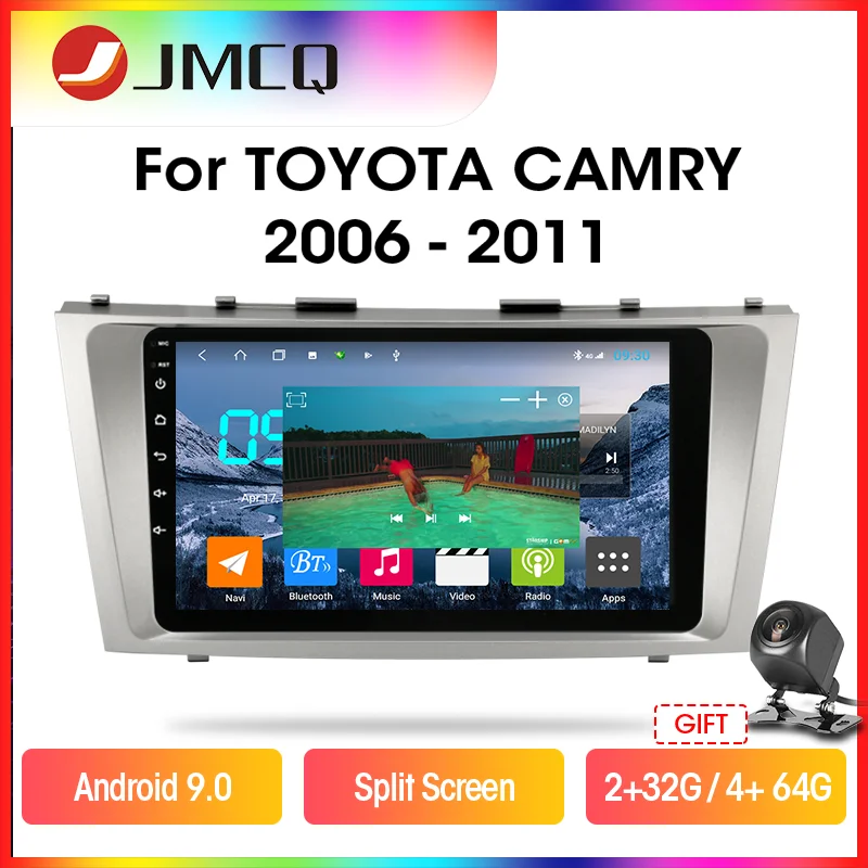 JMCQ T9 RDS DSP 4G+64G Car Radio For Toyota camry 7 XV 40 50 2006-2011 Multimidia Video Android 9.0 GPS Navigaion Split Screen