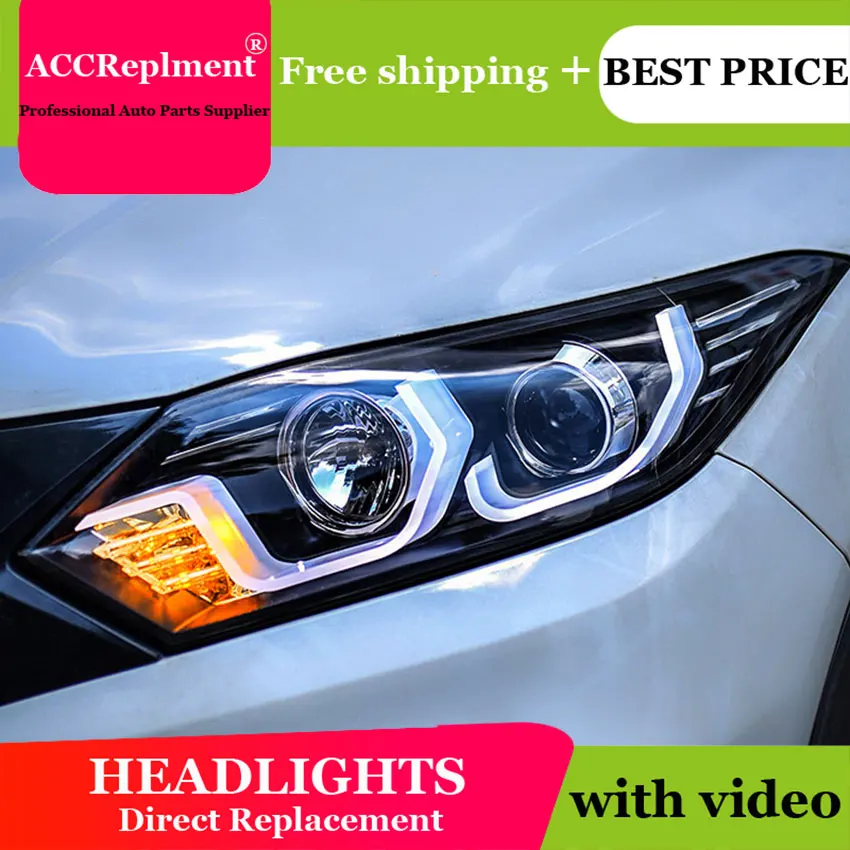 Автомобильный Стайлинг для Honda Vezel фары- светодиодный фонарь светодиодный drl H7 hid Bi-Xenon двойные линзы ближнего света