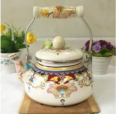 Высокое качество 1.5L Маленький милый водный эмалированный чайник утолщение небольшой кунг-фу чайник газовый Тип индукционная плита - Цвет: A