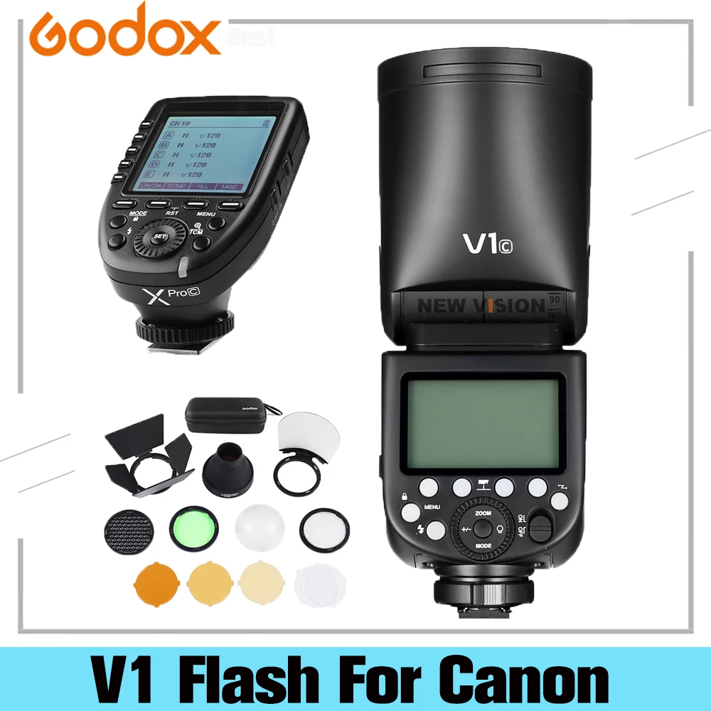 Godox V1 V1-C литий-ионным TTL на Камера круглая вспышка 1/8000s HSS литий Батарея
