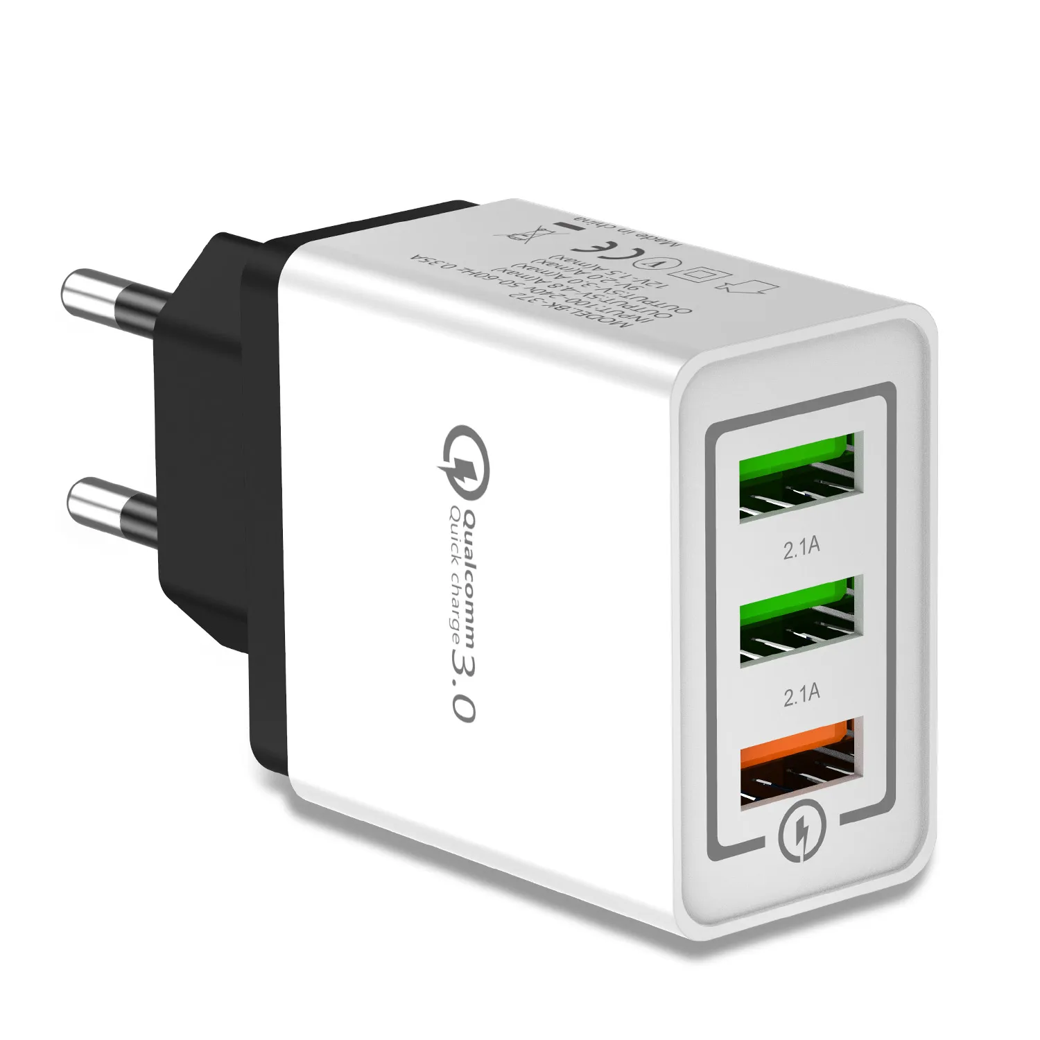 Универсальное USB зарядное устройство Quick Charge 3,0 EU US Plug для iPhone 6 7 8 X XS max быстрое настенное зарядное устройство адаптер для Samsug S8 S9 huawei - Тип штекера: White And Black