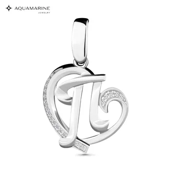 

Letter AQUAMARINE with cubic, silver 925