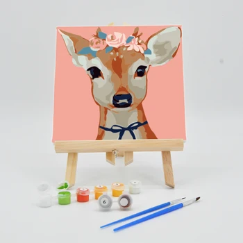

DIY Paint Oil Painting By Numbers On Canvas 20×20cm For Children Cartoon Deer Picture Digital Acrylic Artwork Kids Coloring Kits