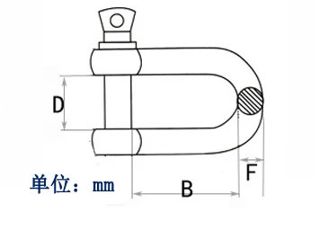 1PC 304 stainless steel D type shackle U type steel buckle chain buckle marine rigging lifting hook M4-M20 wire rope clamp