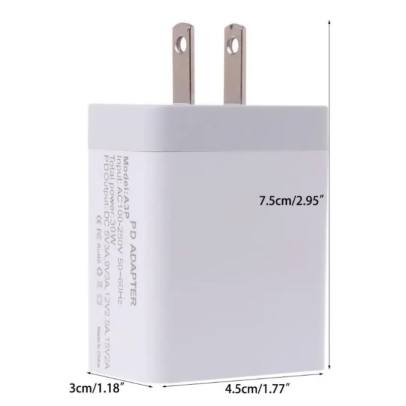 30 Вт 30 Вт usb type-C USB-C PD мобильный телефон Быстрая зарядка настенное зарядное устройство адаптер для дома путешествия США Разъем для iPhone iPad samsung Galaxy 6