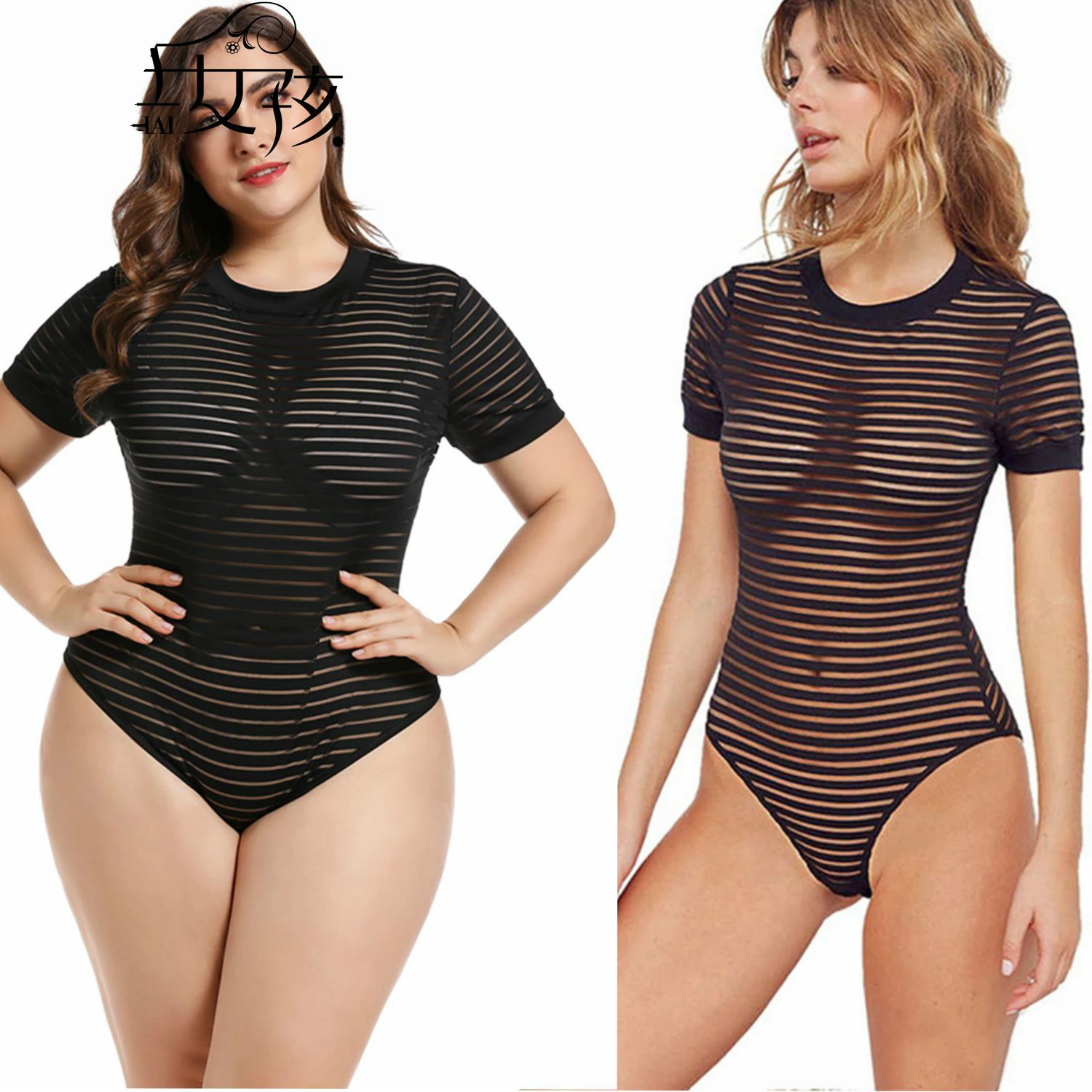 

Women 2 Piece Sets for Women Bodysuits Sexy Club Lace Mesh Striped Skinny Jumpsuit Streetwear Mesh Bodysuit Super Big Size Plus