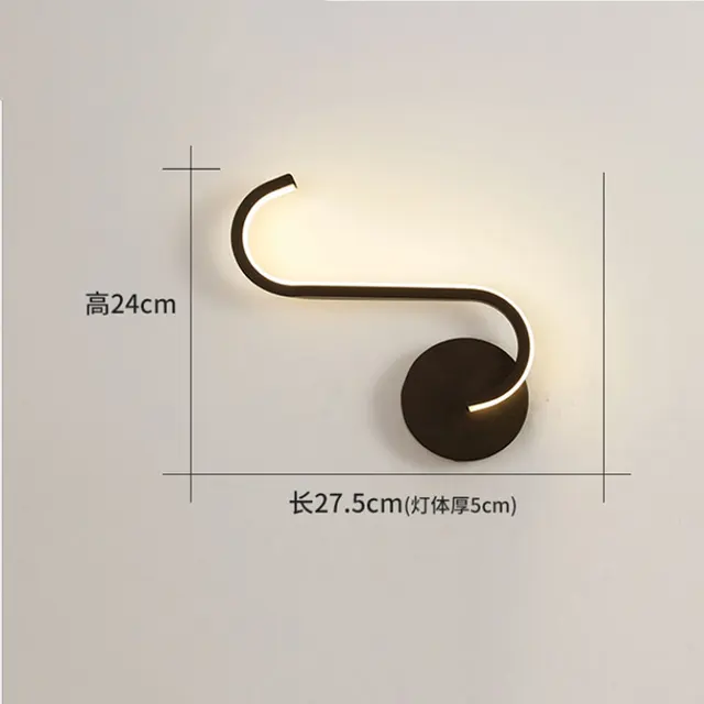 Nordic line black and white creative personality wall lamp designer decoration led bedroom bedside modern aisle wall lamp B