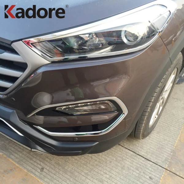 Для hyundai Tucson хромированный передний противотуманный светильник, противотуманный светильник, накладка, защита автомобиля, внешние аксессуары
