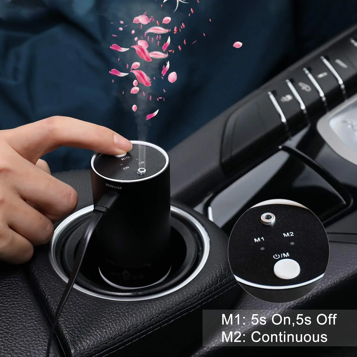  Waterless Oil Nebulizer Diffuser Air Purifier Mini Car Aroma Diffuser with Two Mode Chargable Porta