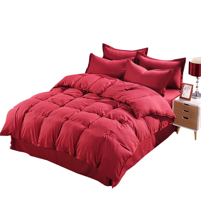 1PC Aloe Cotton Duvet Cover Soild Quit Cover Skin Care Bedclothes Home Decor Comforter Cover Double Queen King - Цвет: Red