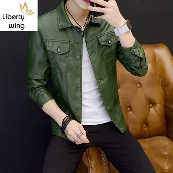 

Fashion Streetwear Mens Long Sleeve Single Breasted Lapel Faux Jackets Pockets Plus Size Male PU Leather Outerwear Coats