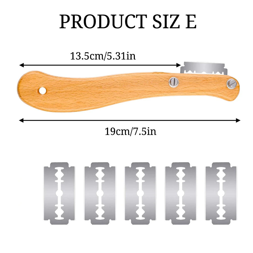 Bread Lame Wooden Handle Bread Slashing Tool Dough Scoring Knife With 5 Pieces Replaceable Blades For Making Kitchen