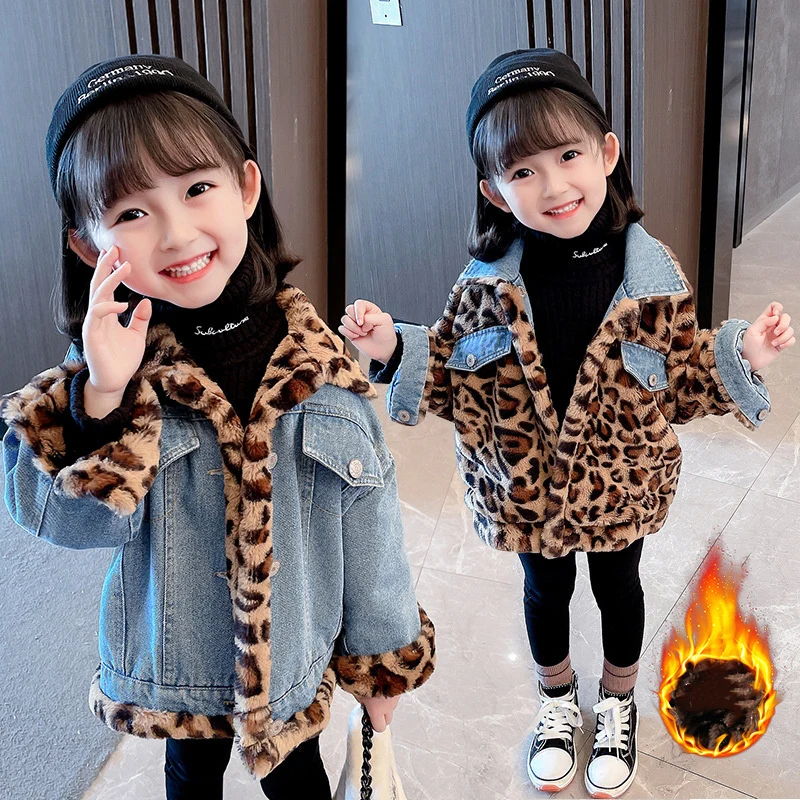 

Girls Baby's Kids Coat Jacket Outwear 2022 Leopard Thicken Spring Autumn Cotton Outdoor Teenagers Overcoat Toddler Cardigan Chil