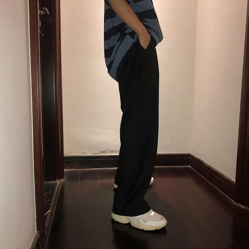 Men Casual Pants Solid Simple Large Size Wide Leg Trousers All-match Loose Chic Mens Korean Style Retro Harajuku Ulzzang Ins New