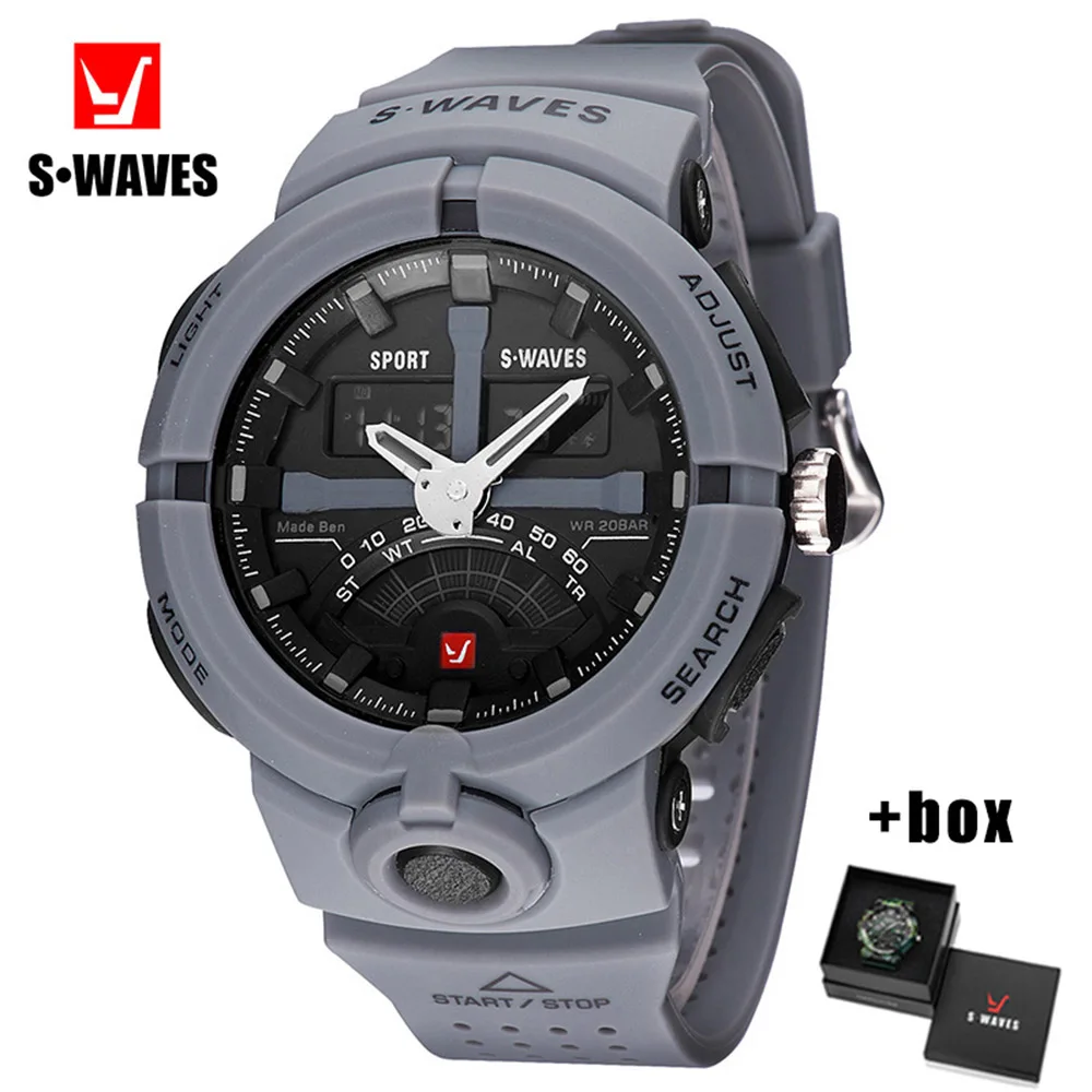 

Dual Display Relogio Masculino Waterproof Plastic Quartz Alarm Clock Men Watch With Box Week Military Luxury New Wristwatch Mens