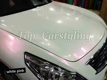 

White - Pink Gloss pearl chameleon Car Wrap VINYL with Air Bubble Free with low tack glue 3M quality PROTWRAPS 1.52x18m roll