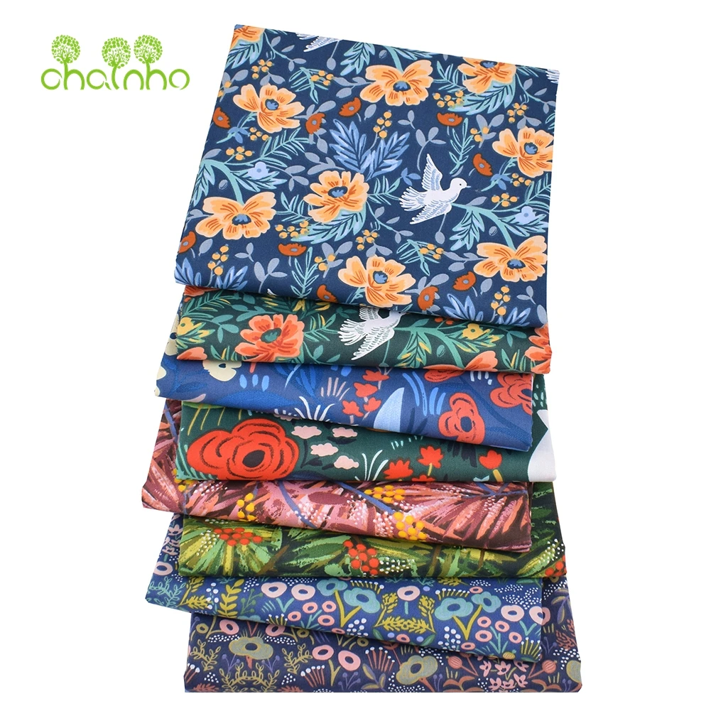 ChainhoPrinted Twill Cotton FabricDIY Sewing&Quilting For Baby&Childrens Bedding MaterialGorgeous Flower100x160cm or40x50cm