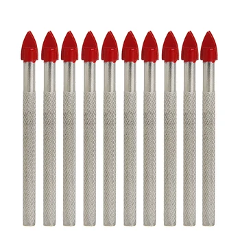 

10Pcs Glass Tile Ceramic Drill Set 3/16 "Shank Carbide Tip-tip Throw Hole Drills