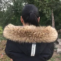 2022 100% Natural Jacket Fur Collar Real Raccoon Fur Women Scarves Winter Coat Female Neck Cap Long Warm Genuine Fur Scarf 1