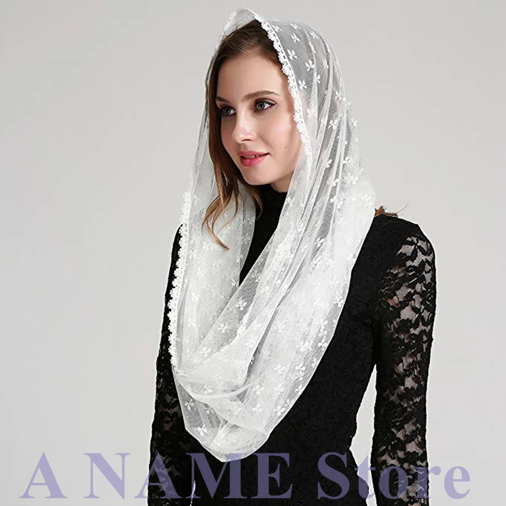 Круглая прямоугольная мягкая кружевная накидка Mantilla Catholique, вуали для церкви, латинских женщин, традиционная накидка на голову, Velos novia