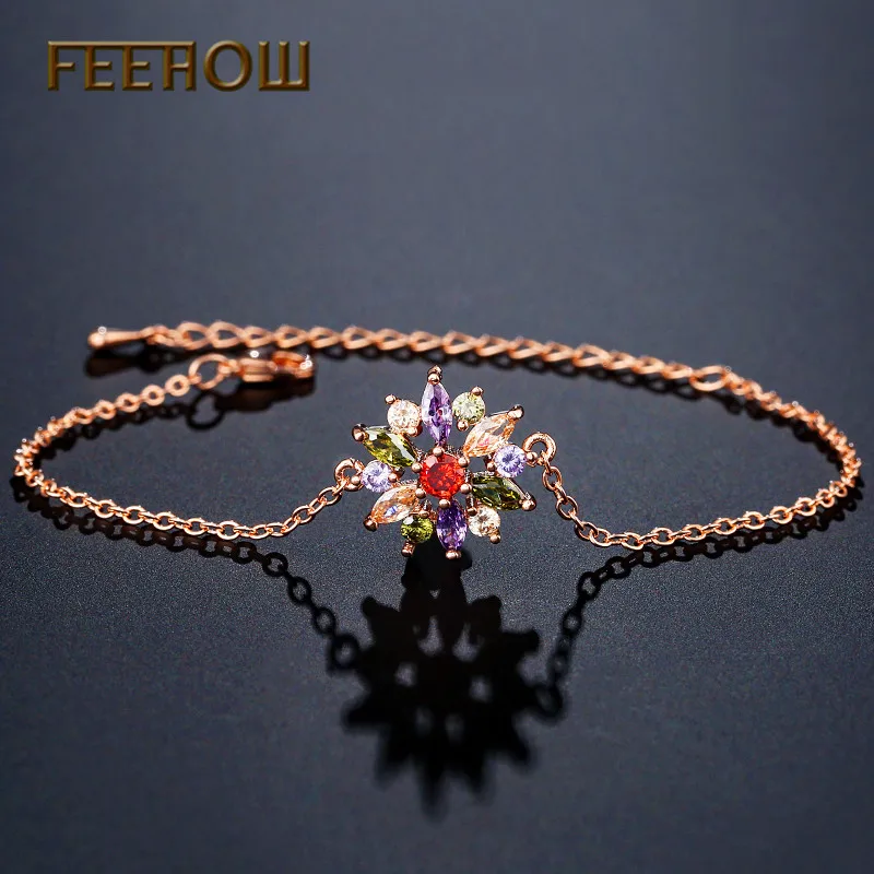 Женские серьги пусеты FEEHOW разноцветные модные с кристаллами Mona Lisa AAA FWEP094|fashion stud