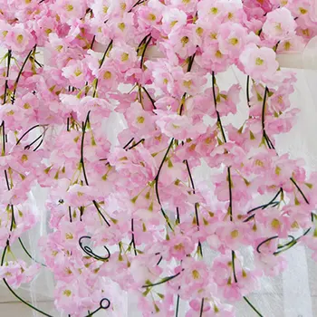 

1pcs Artificial Cherry Blossom Vines 2M Hanging Silk Flowers Garland for Wedding SNO88
