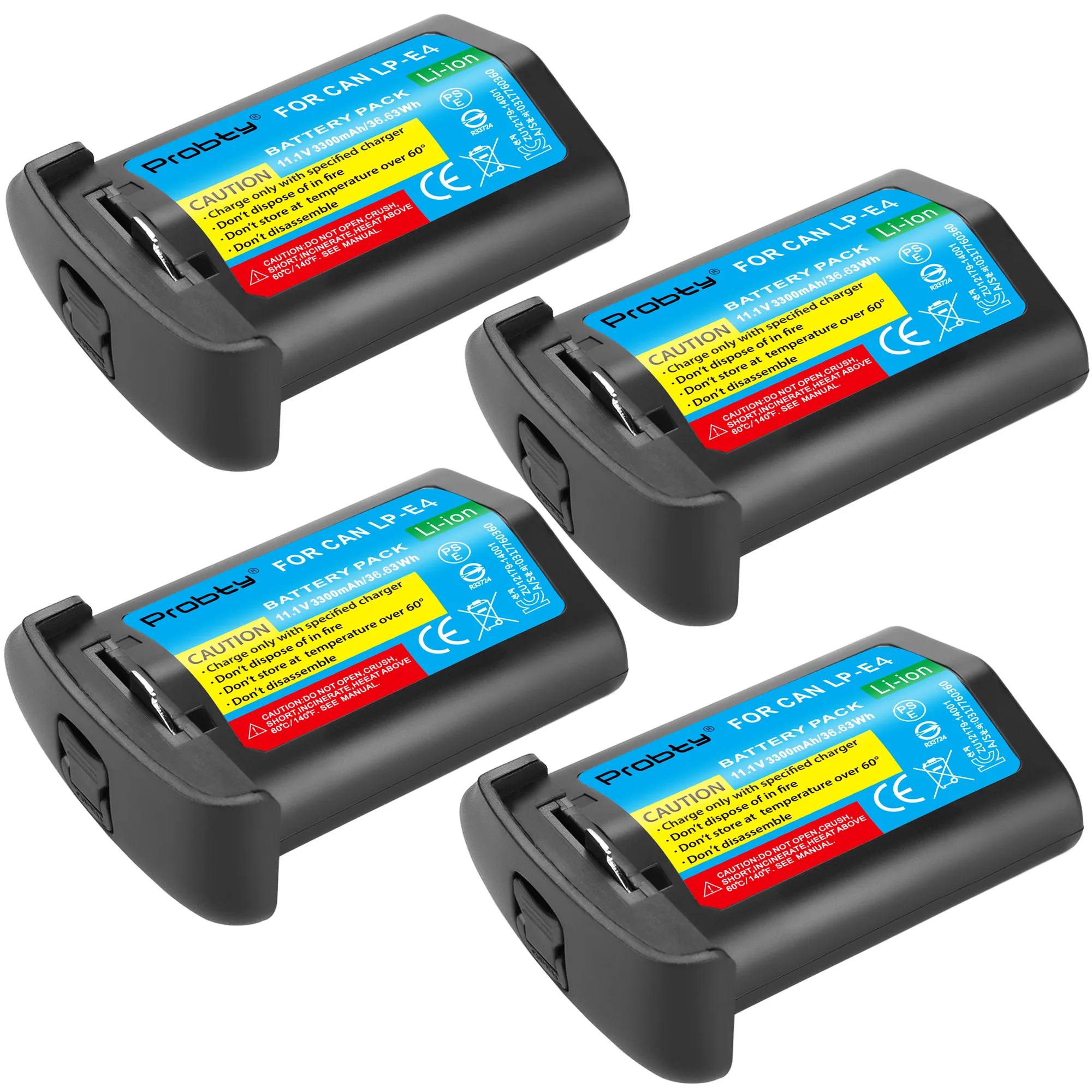 4 Pz 3300Mah Lp-E4N Lp-E4 Batteria Agli Ioni Di Litio Per Canon Eos 1D Mark Iii, Eos-1D Mark Iv, Eos 1Ds Mark Iii, Eos 1D C
