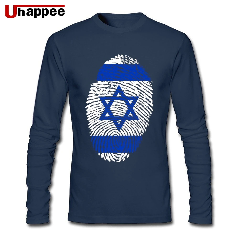 Мужской флаг Израиля отпечаток пальца Crewneck пользовательские печати длинный рукав большой размер джемпер хрустальные футболки для мужчин на Хэллоуин - Цвет: Navy