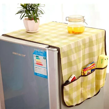 

Multi-Function Dirty Refrigerator Dust with Pocket Simple Lattice Dual-Purpose Refrigerator Dust Cover Hanging Bag