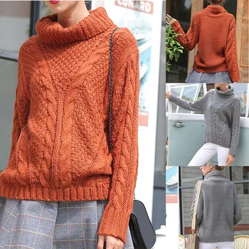 

Autumn Winter Women Sweater Slim Soft Long Sleeve Turtleneck Sweater Knitted Pullovers Loose Slim Stretch Sweater Tops Knitwear