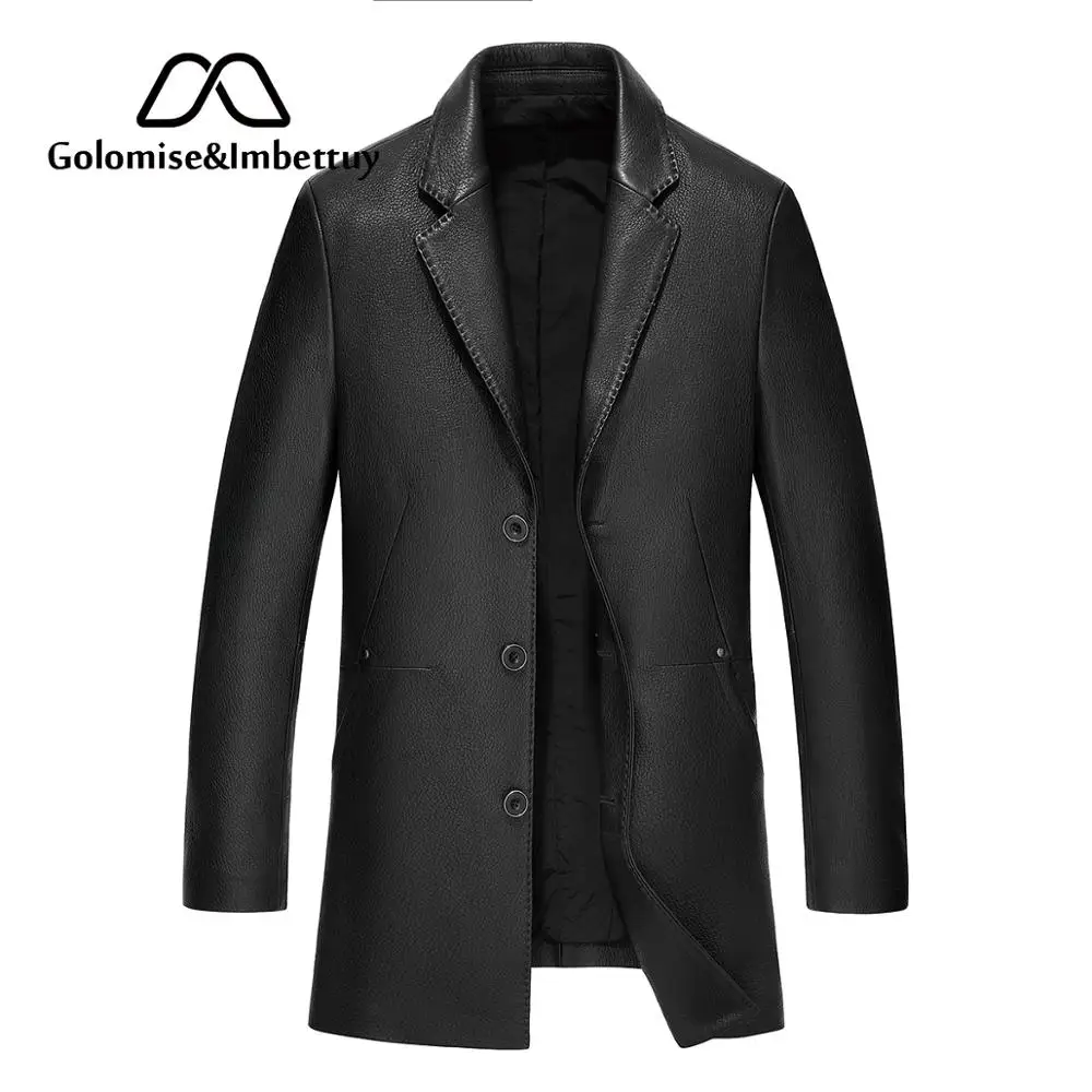 

Golomise&Imbettuy Casual Men Real/Genuine Cow Leather Jacket/Coat Overcoat