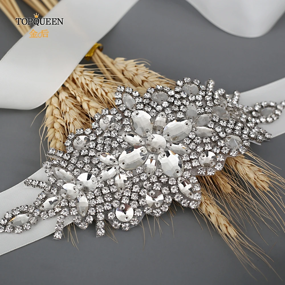 TOPQUEEN S01 cheap designer belts Rhinestone Bridal Belt Waistband Dress Belt Wedding Accessories Bridal Sash For 15 colour