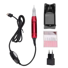 USB электрическая дрель для ногтей, портативная пилочка для ногтей, сверло для маникюра, педикюра, шлифовальный станок, набор для полировки, удаления геля и акриловых ногтей(EU