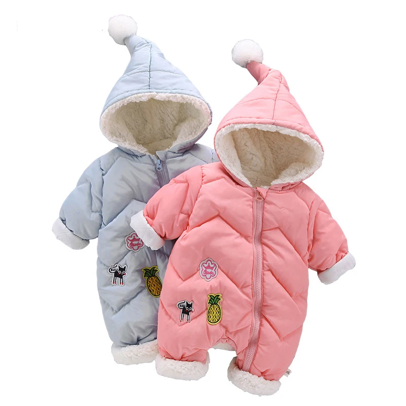 2021 New Winter Baby Girls Boys rompers Overalls Clothes Infant Newborn Clothes Thicken Warm