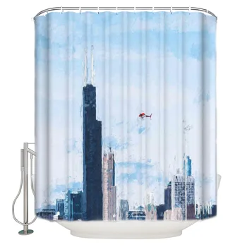 

Vintage Mordern Design Printed Bath Curtain City Scene Oil Painting Shower Curtain Polyester Fabric 3d Curtains For Bathroom