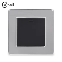 Coswall, 1 комплект, 2 способа включения/выключения, настенный светильник, переключатель, панель из нержавеющей стали, проходной переключатель, 16A AC 110~ 250V