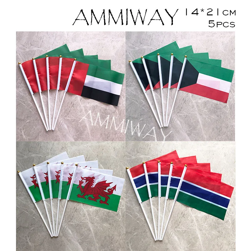 AMMIWAY 14x21 см 5 шт. Объединенные Арабские Эмираты Кувейт ручной Национальный флаг с