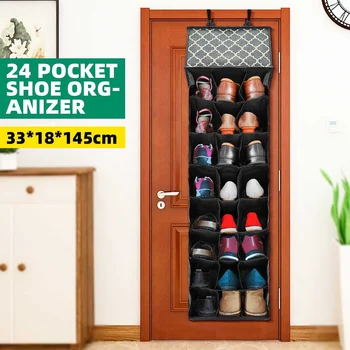 

24 Pockets Shoe Hanger Door Hanging Storage Space Organizer Rack Wall Storage Bag Closet Holder Space Saver Hanger Shoes Cabinet