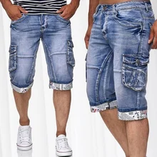 

Jeans Men Short Pants 2021 Summer Casual Streetwear Mens Clothing Hip Hop Jeans Pocket Skinny Denim Jean Pant Shorts Blue