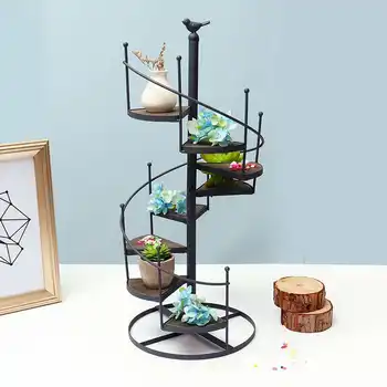 

New Modern Decorative Iron Plant Rack Stand Plants Succulent shelf 8 layer Stair shape Desktop Garden flower stand + wood plate