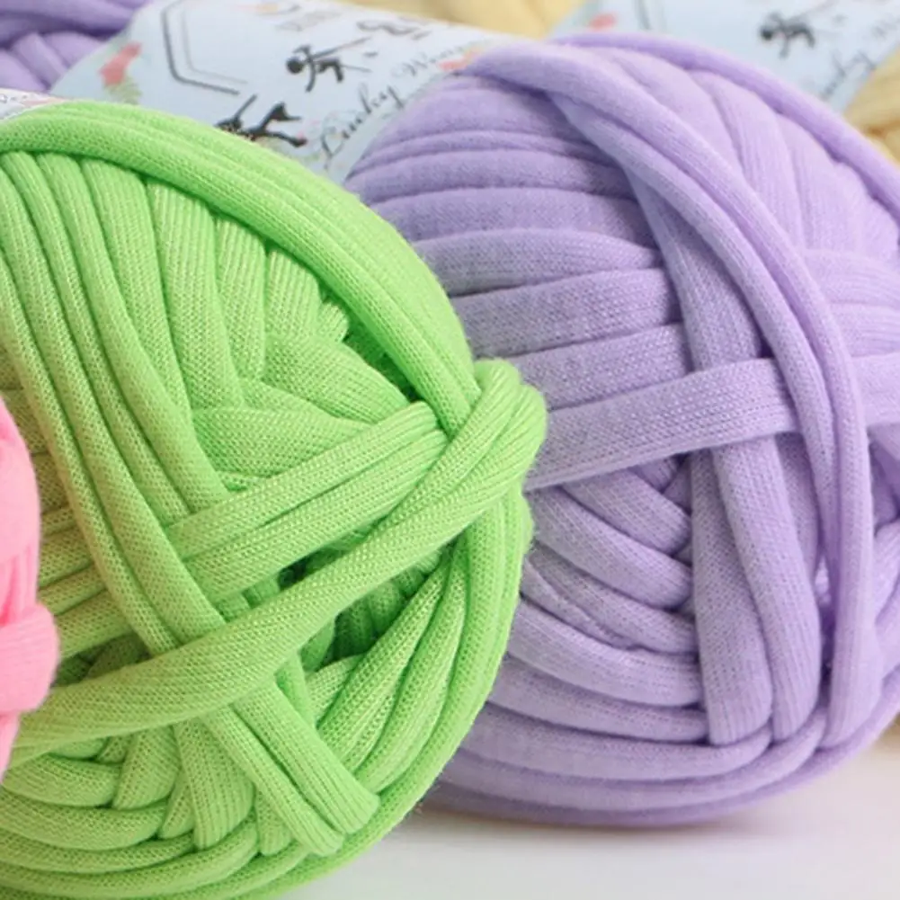 

32m Solid Color Soft Crochet Yarn Knitting Thread Cloth Thread DIY Crafts Cotton Wool Knitting Carpet Handbag Hands Kitting Yarn