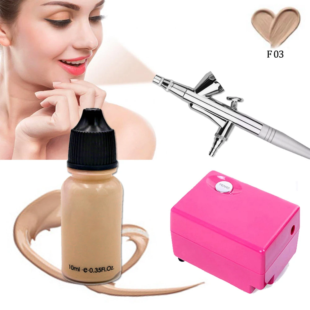 Airbrush Air Compressor Natural Makeup Cosmetics Concealer Liquid Makeup Foundation Makeup Kit Diy Body Paint Face Beauty Tool