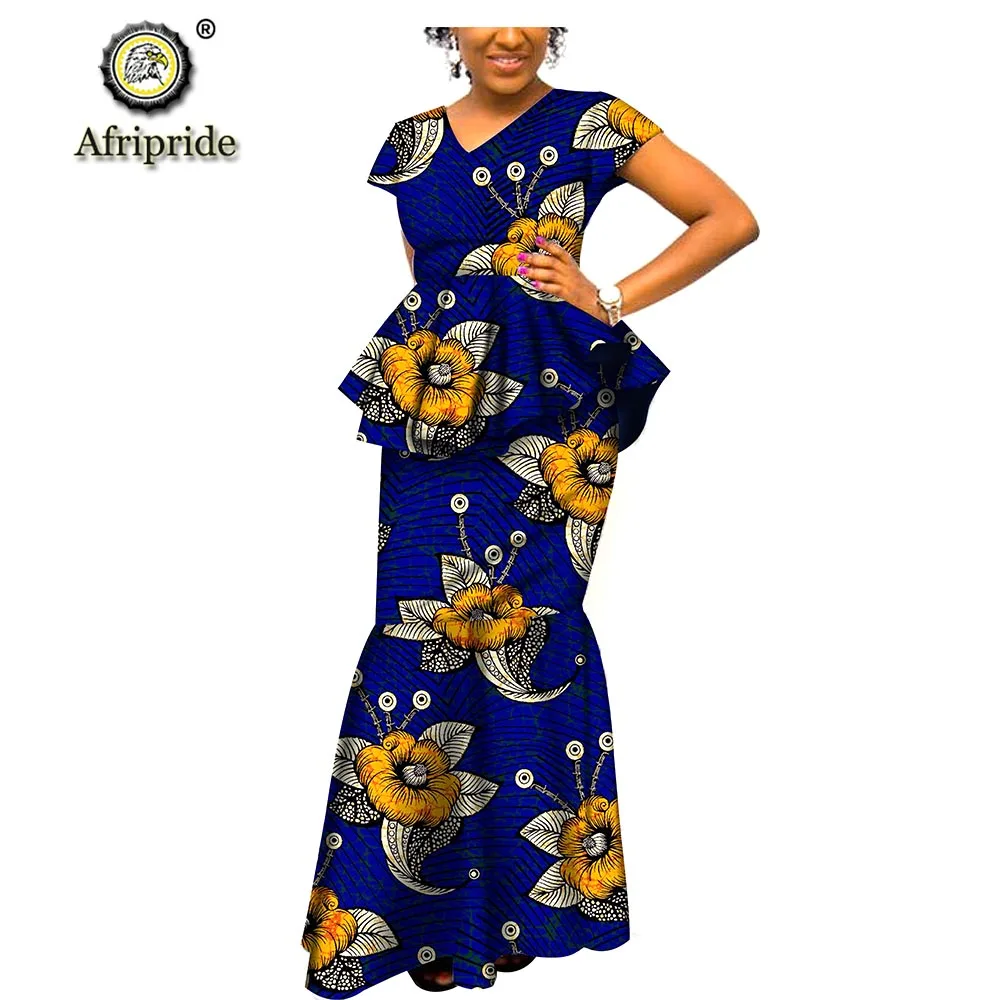 Африканские платья для женщин Дашики AFRIPRIDE Анкара принт повседневное женское платье Анкара принт воск батик весна и осень S1825051 - Цвет: 537