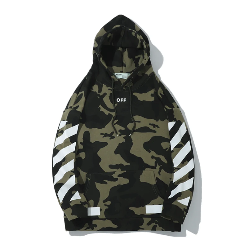 Камуфляжная косая полоска 19ss Off-White OW Мужская/Женская осенне-зимняя хлопковая модная повседневная свободная толстовка с капюшоном куртка с капюшоном