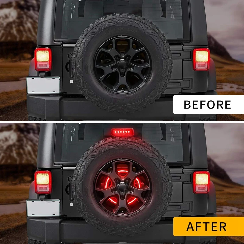 LED 3Rd Third Brake Light+Spare Tire Brake Light Wheel Light for Jeep