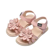 Сандалии для девочек с большими цветами; милая мягкая детская пляжная обувь; детские летние Нескользящие сандалии; модная Милая Высококачественная обувь принцессы
