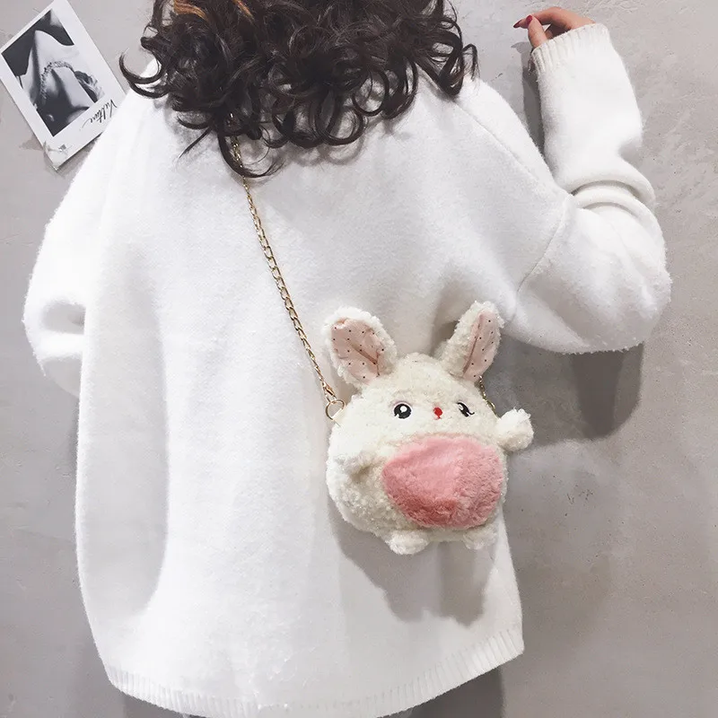 Cute Lamb Sheep Bunny Rabbit Plush Backpack Toys Crossbody Bag Shoulder Bags Soft Stuffed Animals Dolls Kids Girls Gift (3)