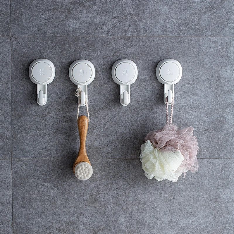 2pcs Vacuum Suction Cup Hooks Rack Organizer Single.Layer Vacuum Suction Cup Soap Dispenser Reusable Clothes Hooks Kitchen Bathr afbeelding